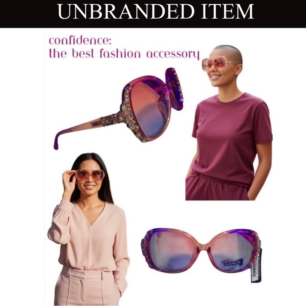 SUNGLASSES: Clear Pink Frame & Lens w/Exquisite Matching Rhinestones, NWT